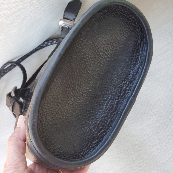 Brighton Black Leather Shoulder Bag with Silver Hardware Vintage! - Picture 4 of 9